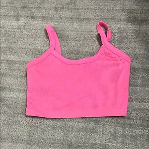 Bright Pink Ribbed Tank Top